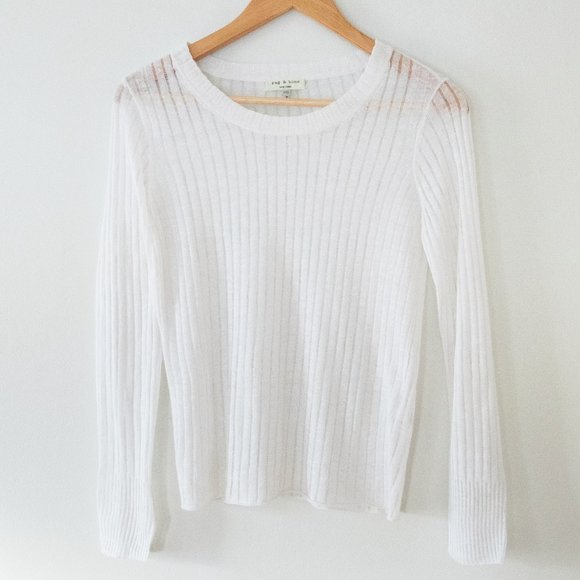 rag & bone Tops - Rag & Bone Sheer Ribbed Knit Long Sleeve Top